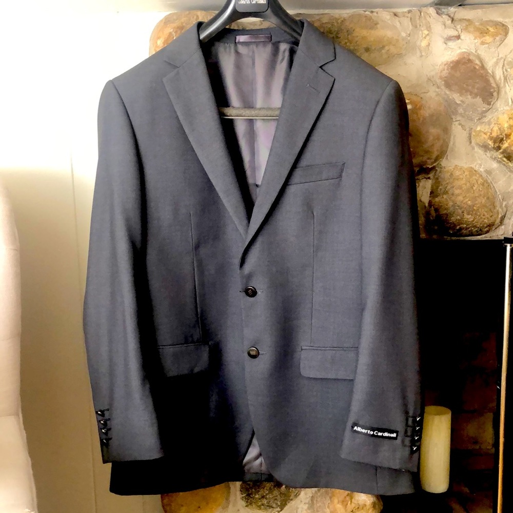 Alberto Cardinali Mens Suit Jacket, Gray
